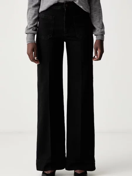 Victoria Beckham blugi wide leg pentru femei Alina negru