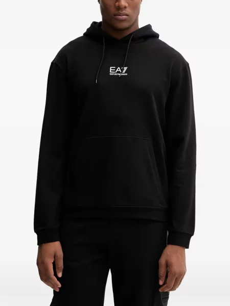 Hanorac cu glugă Ea7 Emporio Armani cu imagine cu cordon negru