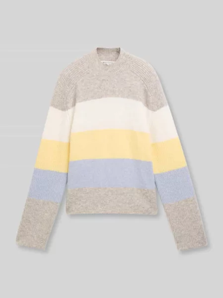 Sweter o kroju regular fit z dodatkiem wełny Tom Tailor Denim beżowy