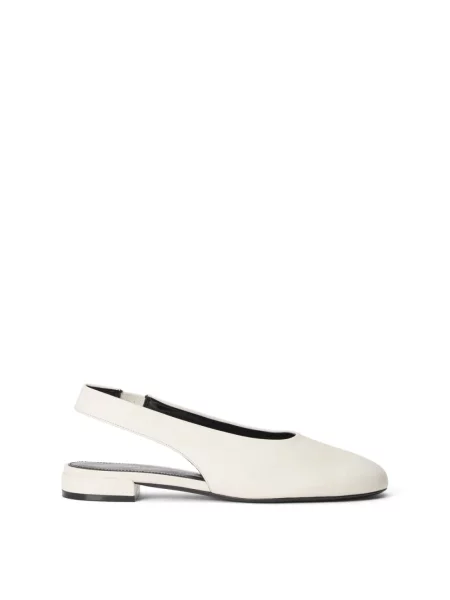 Lniane balerinki Stuart Weitzman z otwartą piętą beżowe