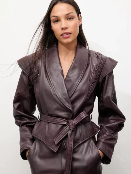 Кожаная куртка Answear.lab бордовая