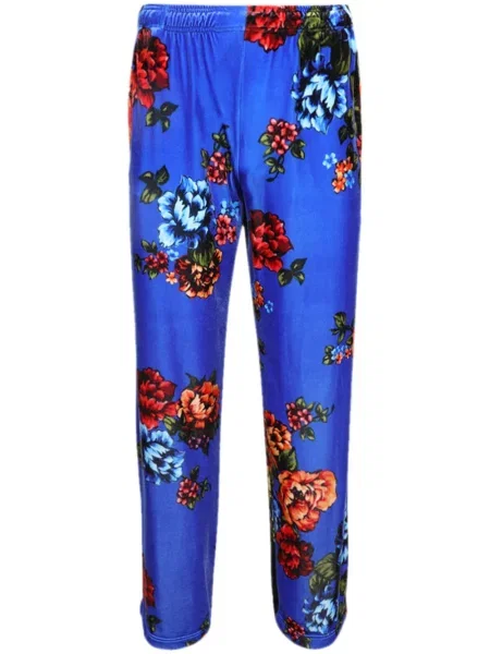 Pantaloni Vetements de catifea cu model floral cu imagine albastru