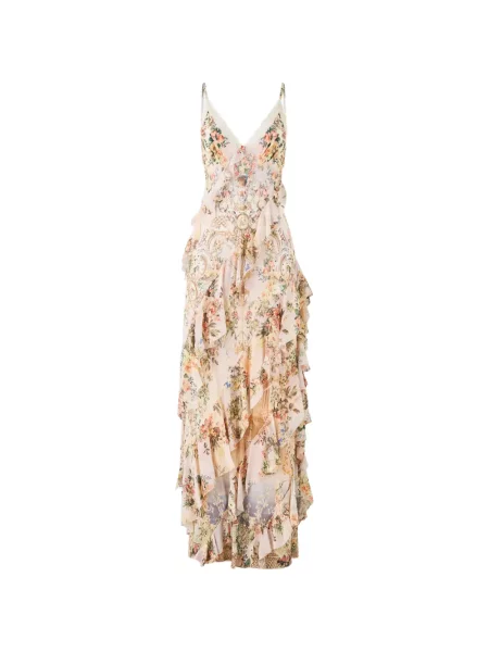 Rochie Camilla cu model floral cu volane de costum