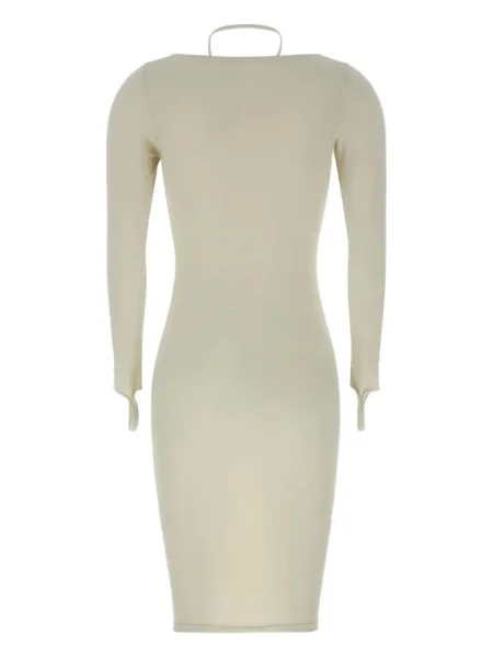 Rochie maxi Andreadamo cu mâneci lungi lungă de costum alb