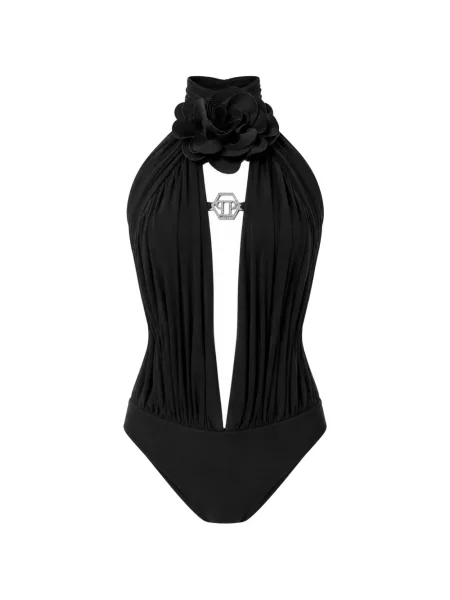 Body Philipp Plein fără mâneci cu model floral negru