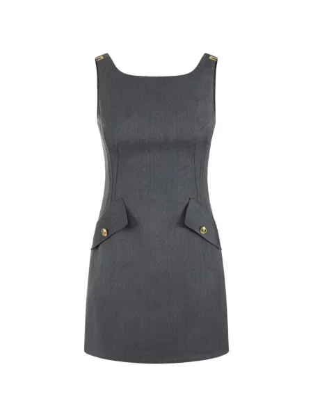 Rochie mini Elisabetta Franchi de lână cu autograf gri
