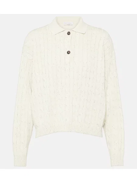 Pulover Brunello Cucinelli tricotate alb