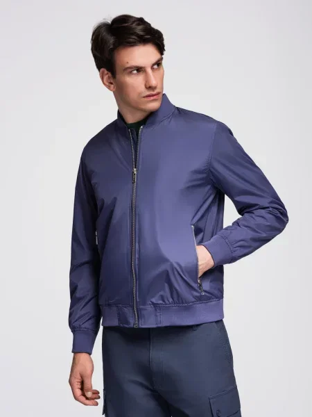 Оребрен яке тип бомбър Ombre синьо