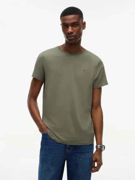 Tommy Jeans Tričko kaki zelená