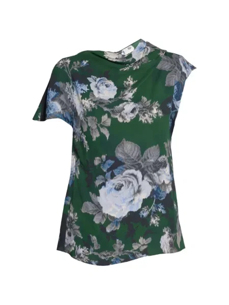 Bluză Erdem cu model floral cu imagine drapată verde