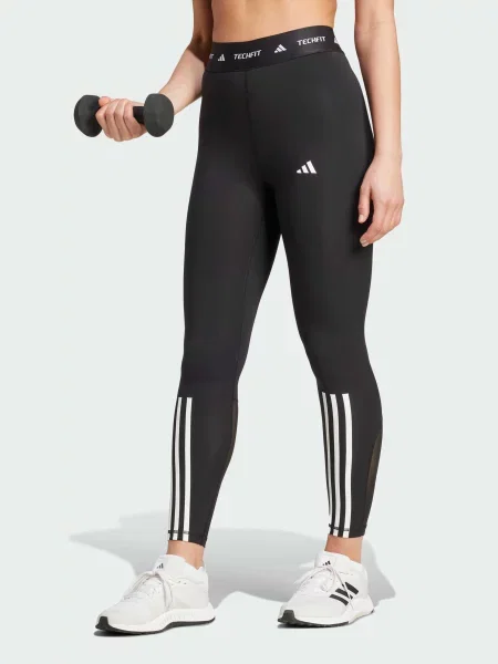 Леггинсы Adidas в полоску черные