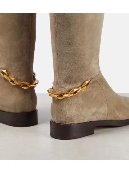 Cizme Jimmy Choo din piele de căprioară fără toc gri
