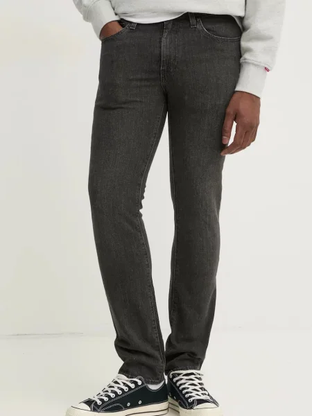 Дънки с лен Levi's SLIM сиво
