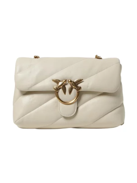 Torebka crossbody Pinko klasyczna z owczej skóry biała