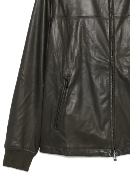 Δερμάτινο μπουφάν Emporio Armani μαύρο
