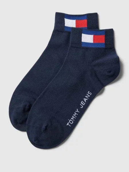 Krótkie skarpety z nadrukiem z logo w zestawie 2 szt. Tommy Hilfiger granatowe