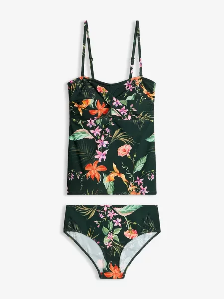 Tankini bandeau z kopertowym dekoltem 2 części zielony