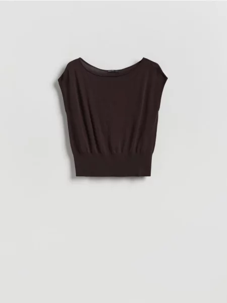 Reserved Блузка з тканини з високим вмістом коричневий