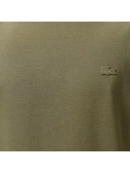 Lacoste T-Shirt Z Okrągłym Dekoltem Relaxed Fit Khaki zielony