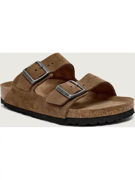 Birkenstock Papucs Arizona SFB LEVE | hasított bőr | narrow fit barna