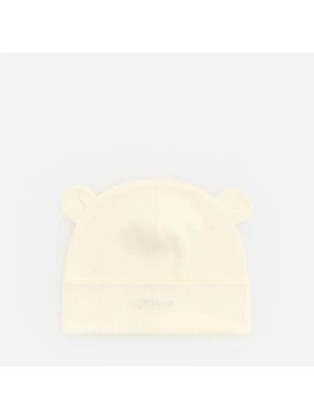 Reserved Beanie sapka fülekkel krémszínű