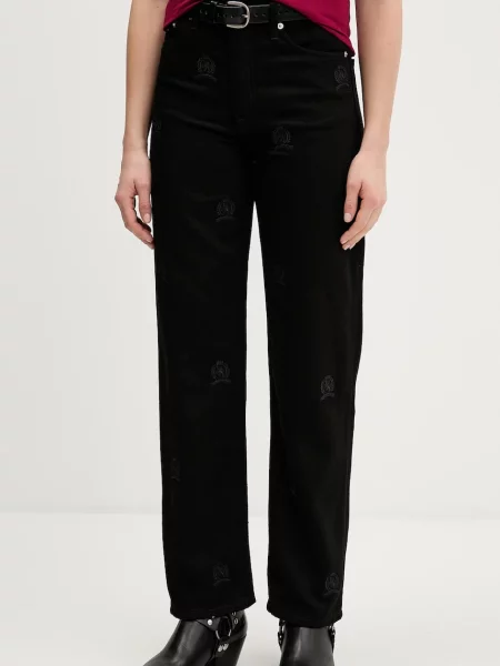 Tommy Jeans blugi high waist negru