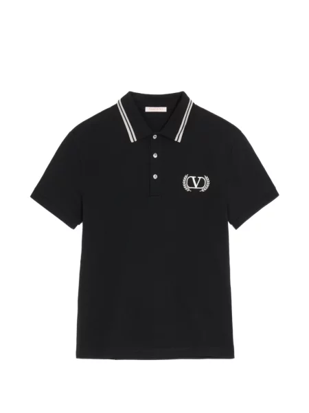 Tricou polo Valentino Garavani cu broderie negru