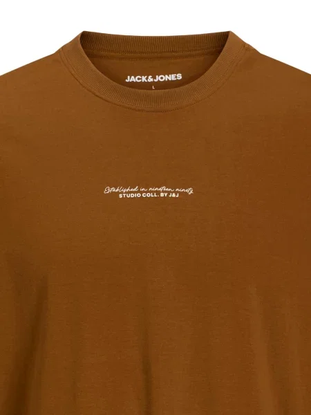 JACK & JONES Tričko Rikkie koňaková biela