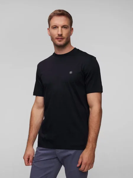 Boss Black Koszulki Mężczyzna Miękki T-shirt z monogramem niebieski