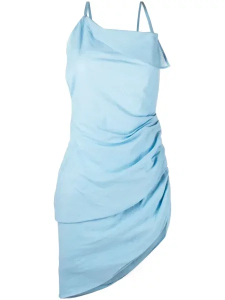 Rochie mini Jacquemus drapată de costum albastru