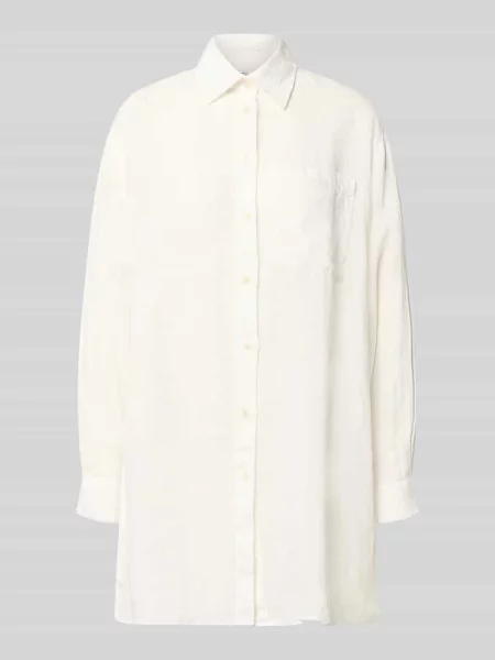 Długa bluzka z lnu o kroju relaxed fit model TAHIA' 0039 Italy biała