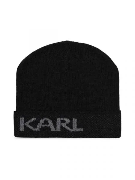 Karl Lagerfeld Căciulă BEANIE cu adaos de lână negru