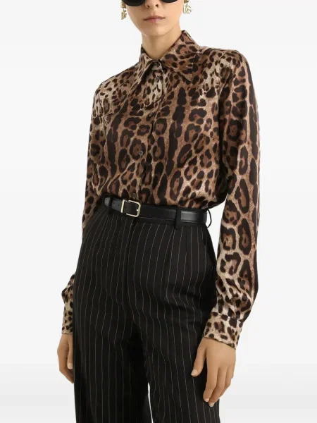 Cămașă Dolce & Gabbana cu imagine cu model leopard maro