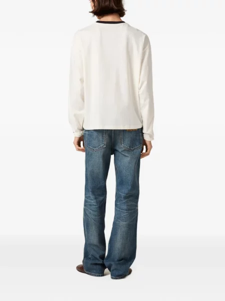 Tricou Miu Miu cu broderie alb