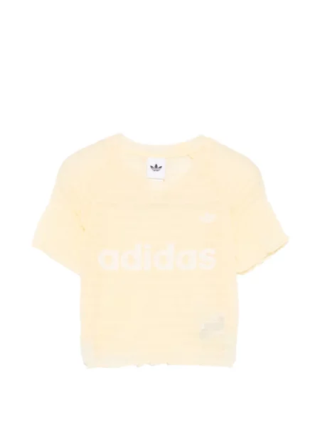 Levágott virágos póló Adidas nyomtatás fekete