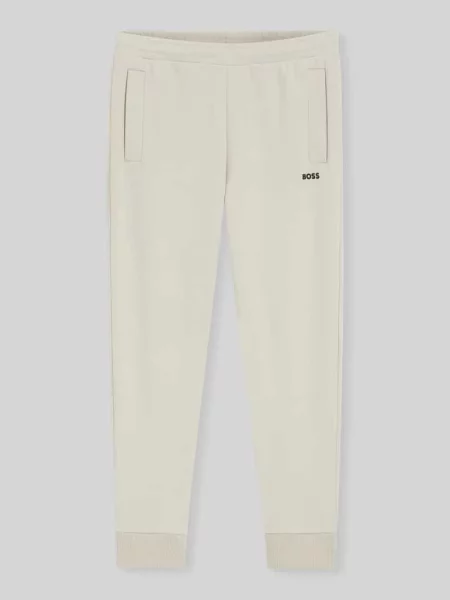 Spodnie dresowe o kroju regular fit z mieszanki bawełny model JT_Union Hadiko' Boss Green beżowe