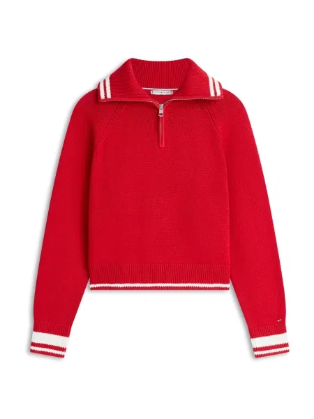 TOMMY HILFIGER Pulover Varsity roșu alb