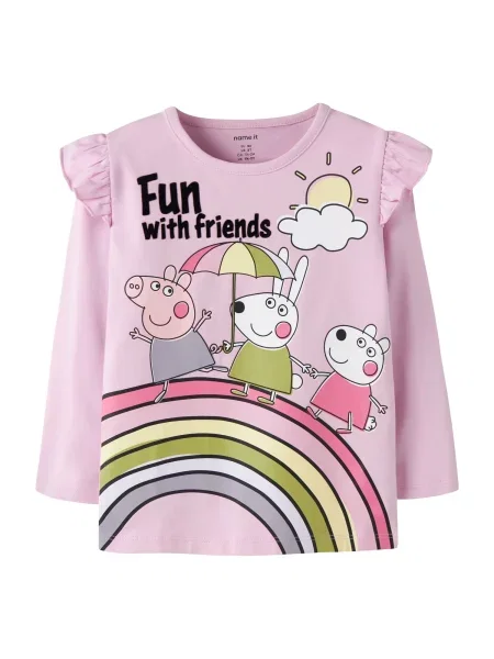 NAME IT Tricou Peppa Wutz galben deschis / verde stuf / roz negru