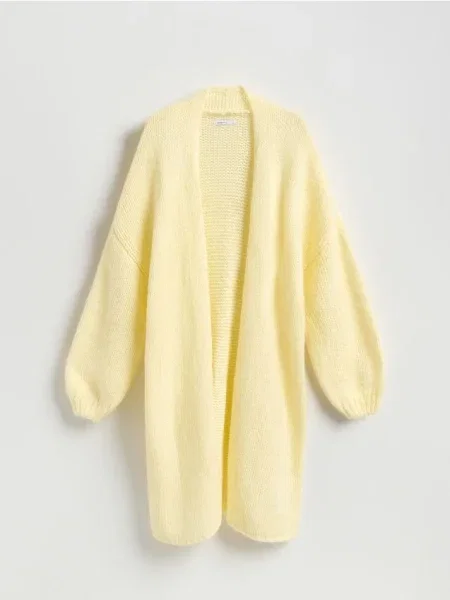 Reserved Подовжений кардиган світло-жовтий жовтий
