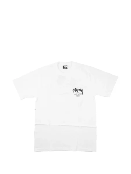Tricou Stüssy cu decolteu rotund scurt alb