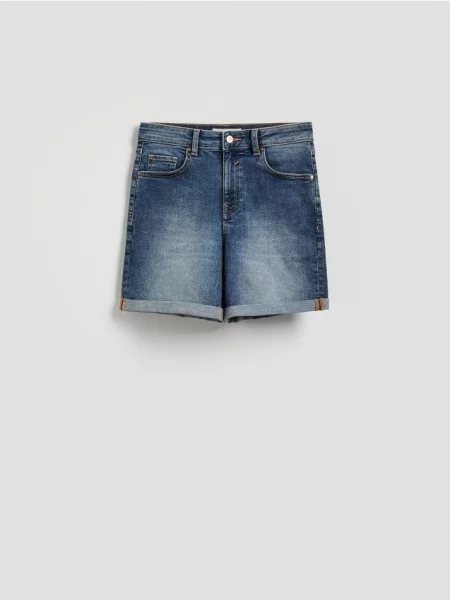 Reserved Pantaloni scurți de blugi cu manșete bleumarin