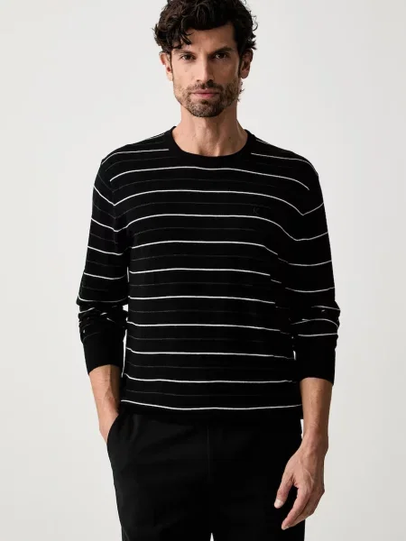 Calvin Klein pulover pentru bărbați din lână merino negru