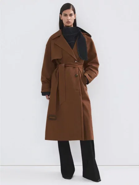 Тренч MANGO бавовна/поліестер коричневий