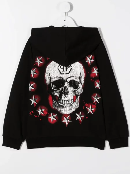 Dětska mikina s kapucí Philipp Plein černá