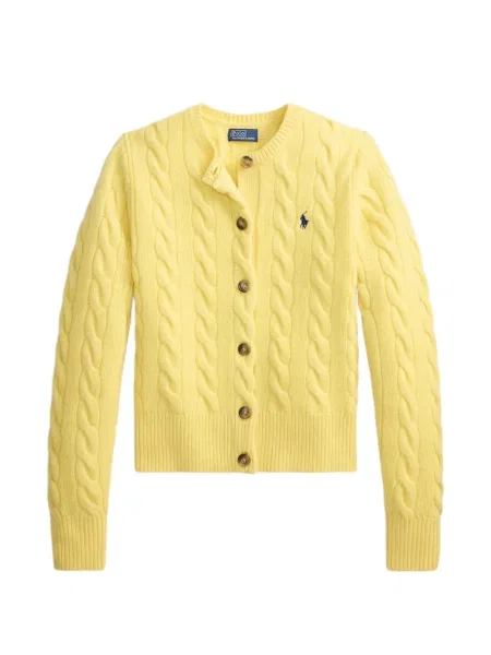 Μάλλινος πουλόβερ Polo Ralph Lauren διπλόκουμπα κίτρινο
