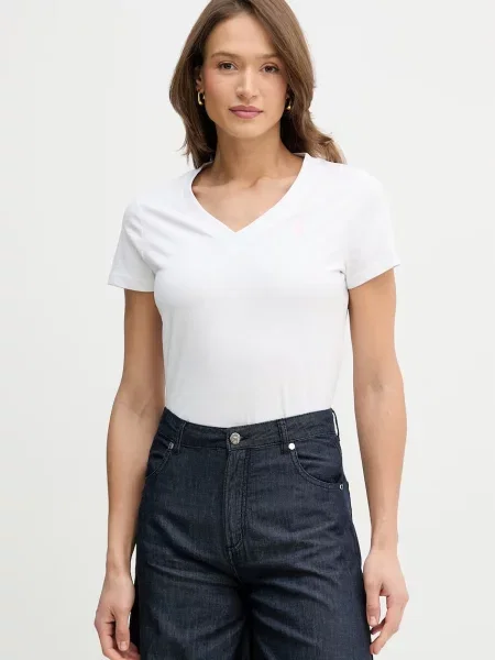 U.S. Polo Assn. tričko V-NECK bílé