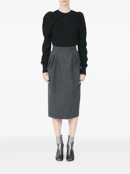 Fusta plisata Maison Margiela plisată până la genunchi gri