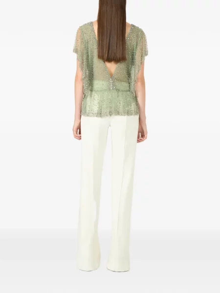 Cu peplum top Costarellos de cristal verde