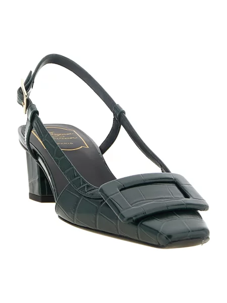 Czółenka Roger Vivier skórzana z otwartą piętą zielona