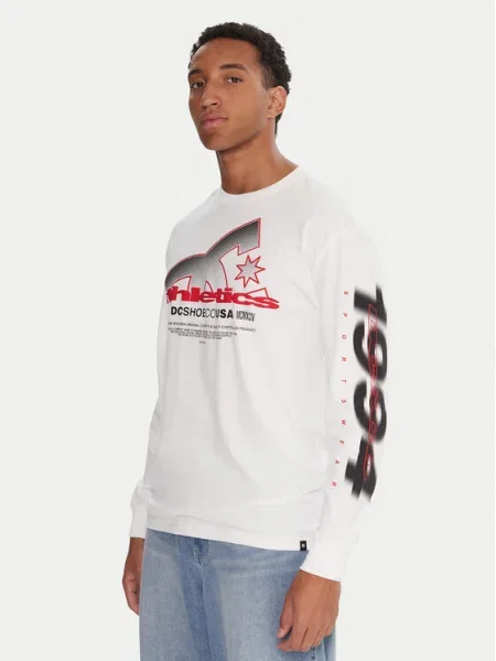 DC Shoes Тениска с дълъг ръкав Slathletic Heritage Fit бял